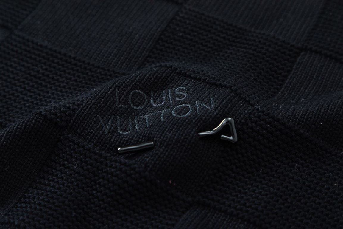 280LouisVuitton  Louis Vuitton 22SS Big Element Classic FallWinter New Fine Sparse Cotton Blend Stitch Knit Sweater! Unisex logo embroidered metal pins decorated white checkerboard checkerboard round neck pullover knit s