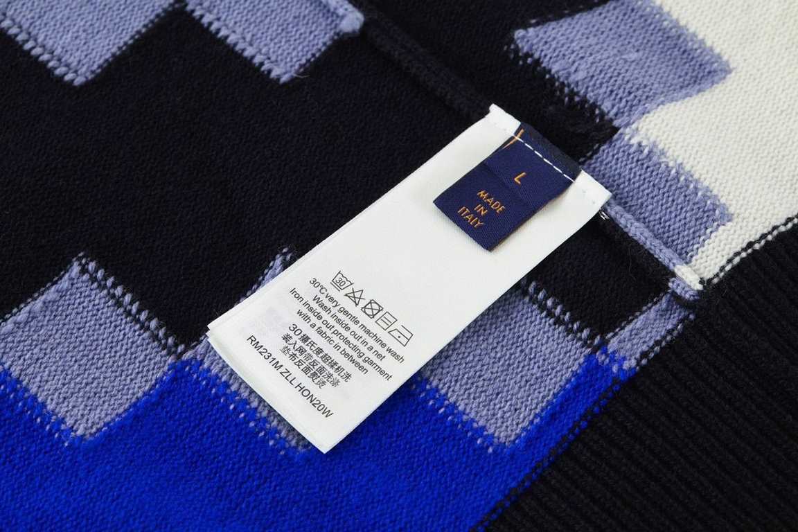 255Louis Vuitton  Louis Vuitton 22fw Fair Isle Mosaic Jacquard SweaterSIZE S M LThe yarn is made of 50% wool yarn fixed dyeing yarn color effect of up to 95% or more pieces of clothing knitting using 14 needle computeriz