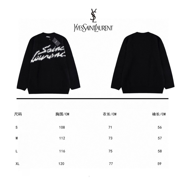 265Model No. C69YSL Saint Laurent mohair monogrammed jacquard long-sleeve sweater Original seahorseThe original seahorse hair is dyed and brushed.The fabric is soft and delicate, very drapey.-All imported looms, details 