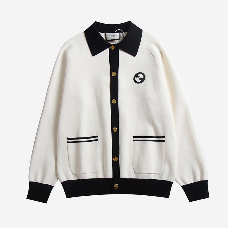 070# P 265 [GUCCI] Gucci Small Label Embroidered Single Breasted Long Sleeve Sweater CoatColor-coded wool blended cotton yarn, high grams of high-density ultra-high quality, the wool is soft and delicate skin-friendly, s