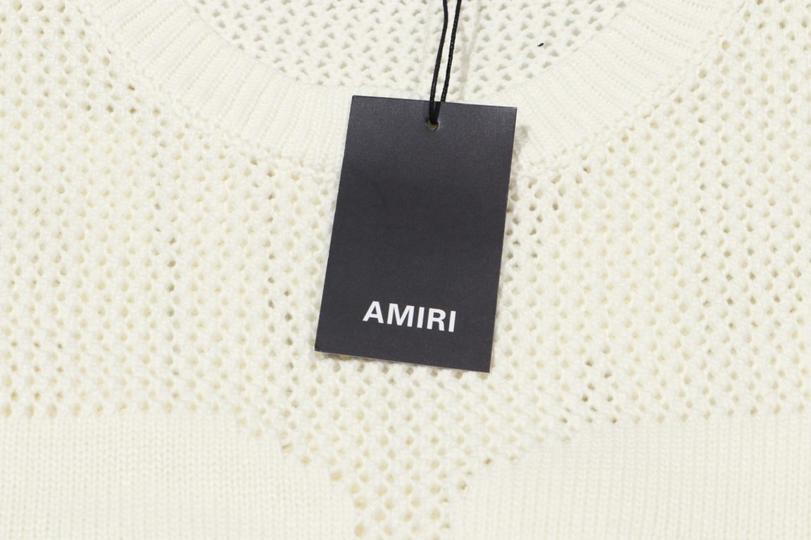 P275AMIRI 2024 new sweater front and back logo jacquard   body hollowing heavy craftsmanshipColor Black Pearl WhiteSize S M L XL XXL