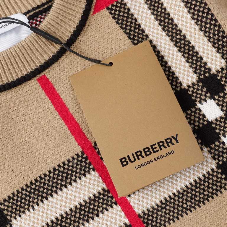 p265 Heavyweight high-grade BurberryBurberry classic plaid sweater knit sweater loose OS versionGuest imported sweater fabrics Mountain wool raw material yarn 7 needle imported knitting machine manufacturing color fixed 