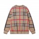 p265 Heavyweight high-grade BurberryBurberry classic plaid sweater knit sweater loose OS versionGuest imported sweater fabrics Mountain wool raw material yarn 7 needle imported knitting machine manufacturing color fixed 