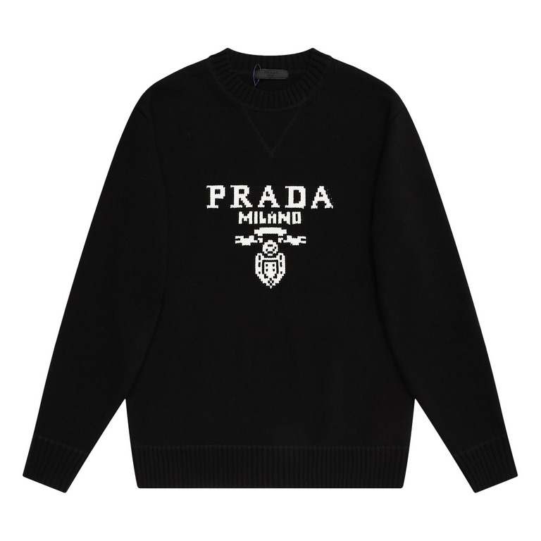 p240 high qualityPrada collar triangle exclusive logo design wool crew neck sweaterExclusive to the marketNot the hand feeling effect made by washing the wool content in the market.500KG for each color.Selected first-lin