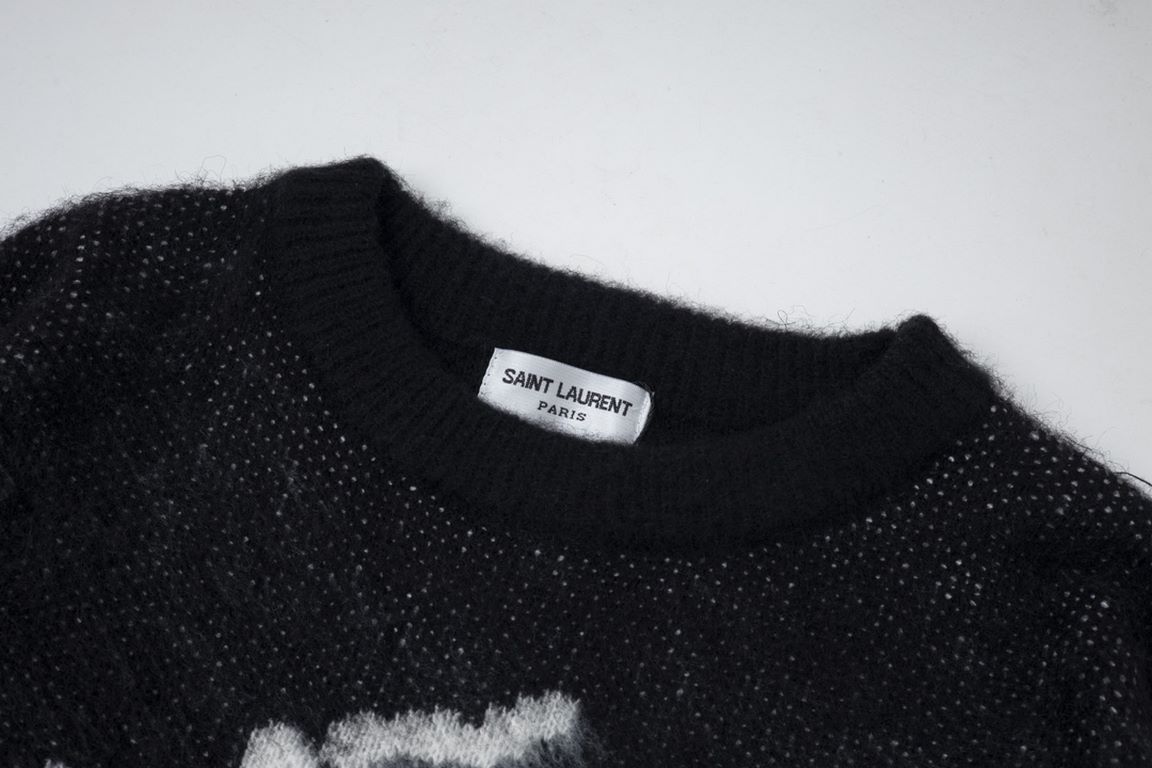 265Model No. C69YSL Saint Laurent mohair monogrammed jacquard long-sleeve sweater Original seahorseThe original seahorse hair is dyed and brushed.The fabric is soft and delicate, very drapey.-All imported looms, details 