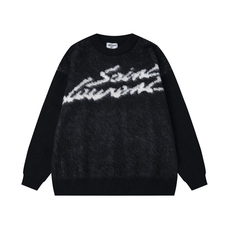 265Model No. C69YSL Saint Laurent mohair monogrammed jacquard long-sleeve sweater Original seahorseThe original seahorse hair is dyed and brushed.The fabric is soft and delicate, very drapey.-All imported looms, details 