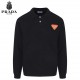 P260, Prada 23ss latest models of autumn and winter fashion sweater knitting, the top version of the waffle Gertie knitted log0 solid color counter models wool lapel pullover, counter a touch of the same to create the to