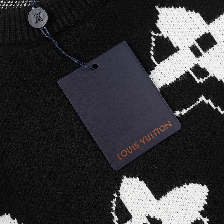 P265 Louis Vuitton Louis Vuitton Classic Old Flower Jacquard Peplum fall and winter men and women with the same paragraph sweater knit sweaterHigh version of LV dark jacquard weaving, low-key luxury design, very suitable