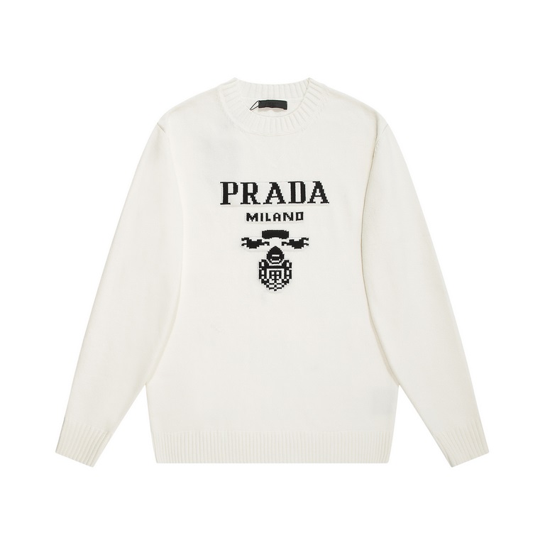 p240 high qualityPrada collar triangle exclusive logo design wool crew neck sweaterExclusive to the marketNot the hand feeling effect made by washing the wool content in the market.500KG for each color.Selected first-lin