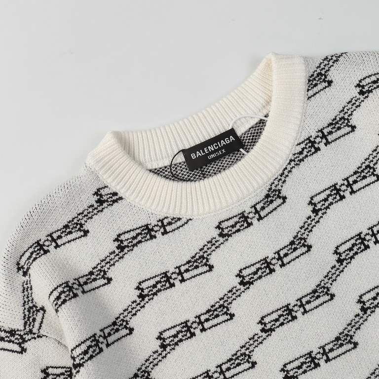 p255 balenciagaparis house sweater full body double b knit sweater loose versionGuest imported sweater fabrics mountain wool raw material yarn 7 needle imported knitting machine manufacturing color fixed dyeing high qual