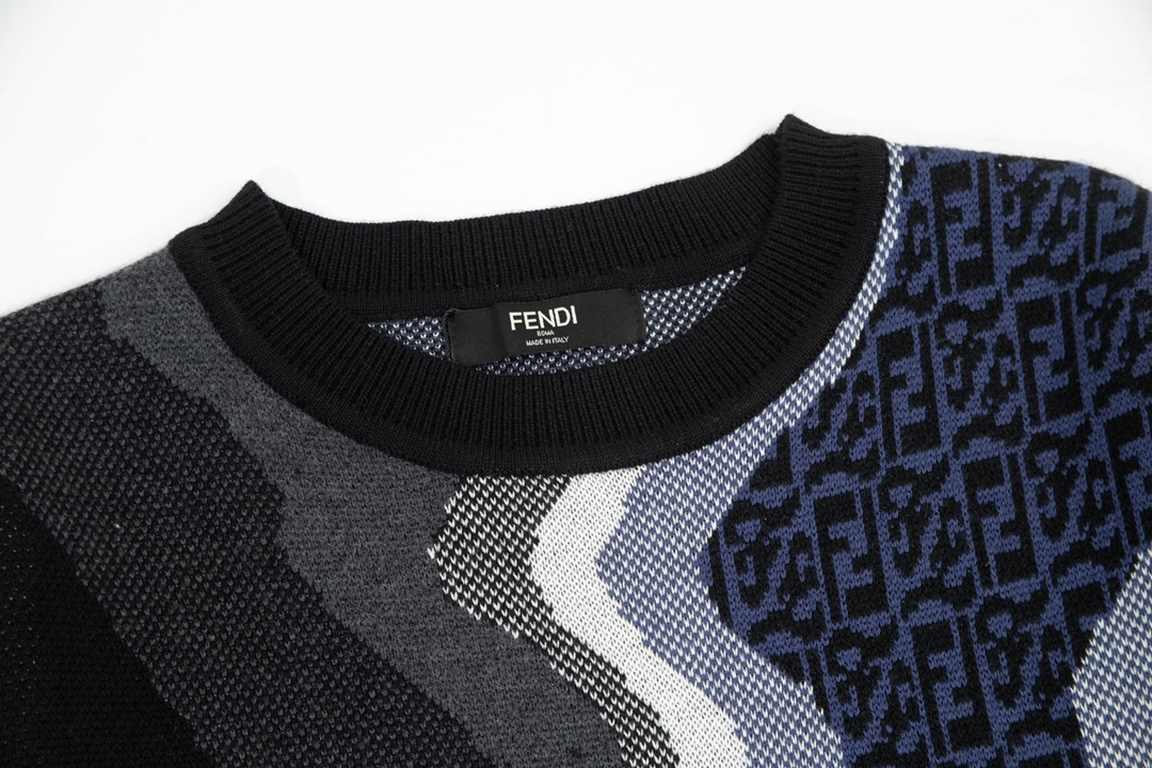 P255 FEND22SS fall and winter new super fine sweater, men and women with the same striped wool embroidered letters fashion round neck pullover sweater knitwear! Trading company channel rare out, synchronized official web