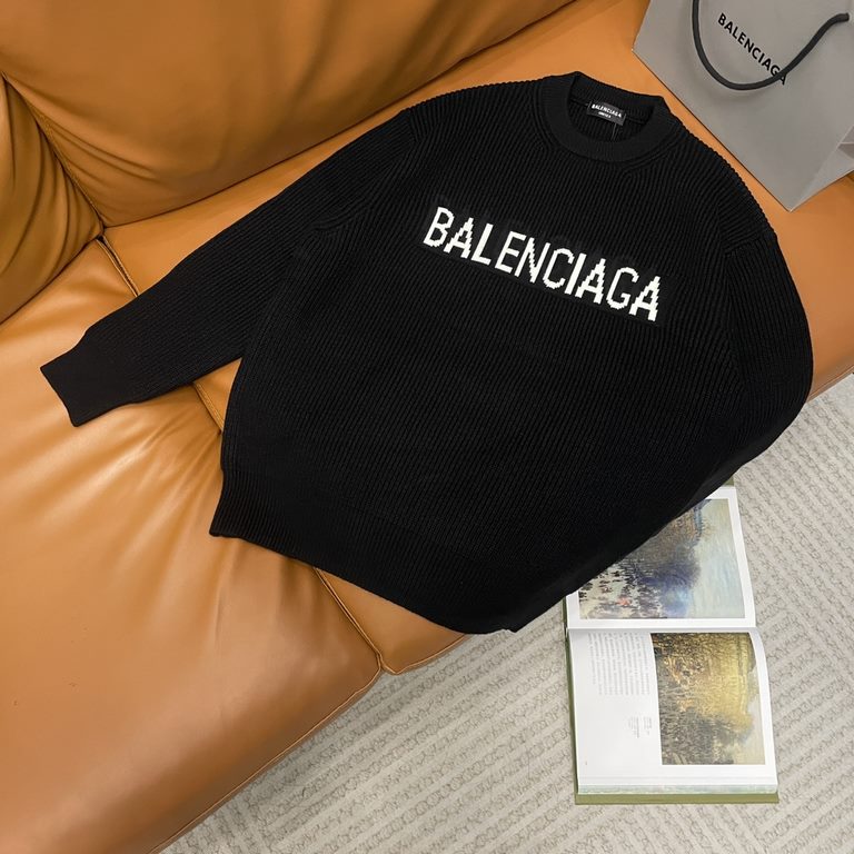 P230 (heavy weight high version)Balenciaga   Balenciaga 23ss new jacquard wool knit sweater sweater OS shape   men's and women's alikeThe whole garment 500 grams of heavy weight seconds market currencyThe wool is knitted