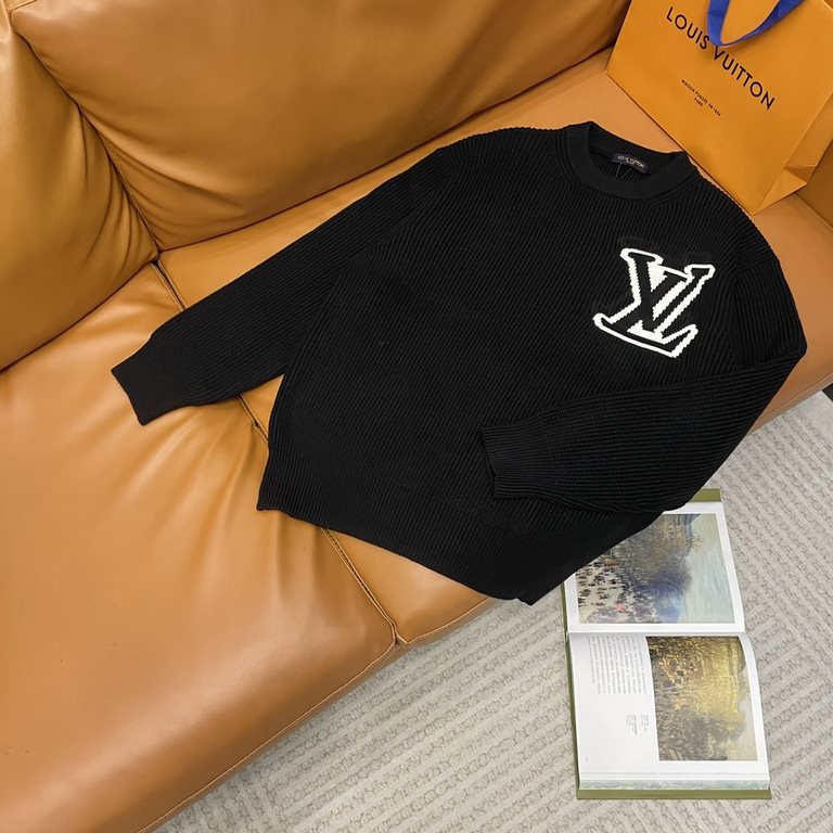 P230 (heavy weight high version)Lv  Louis Vuitton 23ss new jacquard wool knit sweater sweater OS version   men and women alikeThe whole garment 500 grams of heavy weight seconds market currencyThe wool is knitted using 7