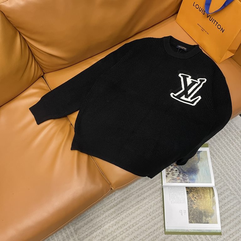 P230 (heavy weight high version)Lv  Louis Vuitton 23ss new jacquard wool knit sweater sweater OS version   men and women alikeThe whole garment 500 grams of heavy weight seconds market currencyThe wool is knitted using 7