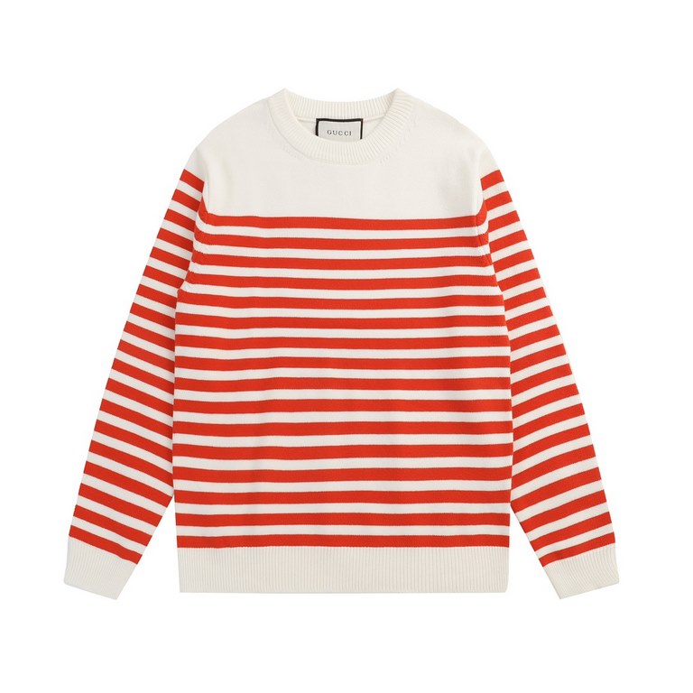 P220 Product DetailsTraditional motifs are reinterpreted through the Gucci aesthetic in a series of classic knitwear pieces. Crafted from jersey cotton, this sweater is brightened with red and ivory stripes. A Gucci appl