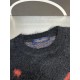 p620 lv graffiti mohair sweaterUsing high-cost high-end custom yarn 30% mohair 30% wool yarn, according to the original 4-color for color fixing dyeing, using the latest imported 7-needle system machine for 4-color jacqu