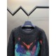 p620 lv graffiti mohair sweaterUsing high-cost high-end custom yarn 30% mohair 30% wool yarn, according to the original 4-color for color fixing dyeing, using the latest imported 7-needle system machine for 4-color jacqu