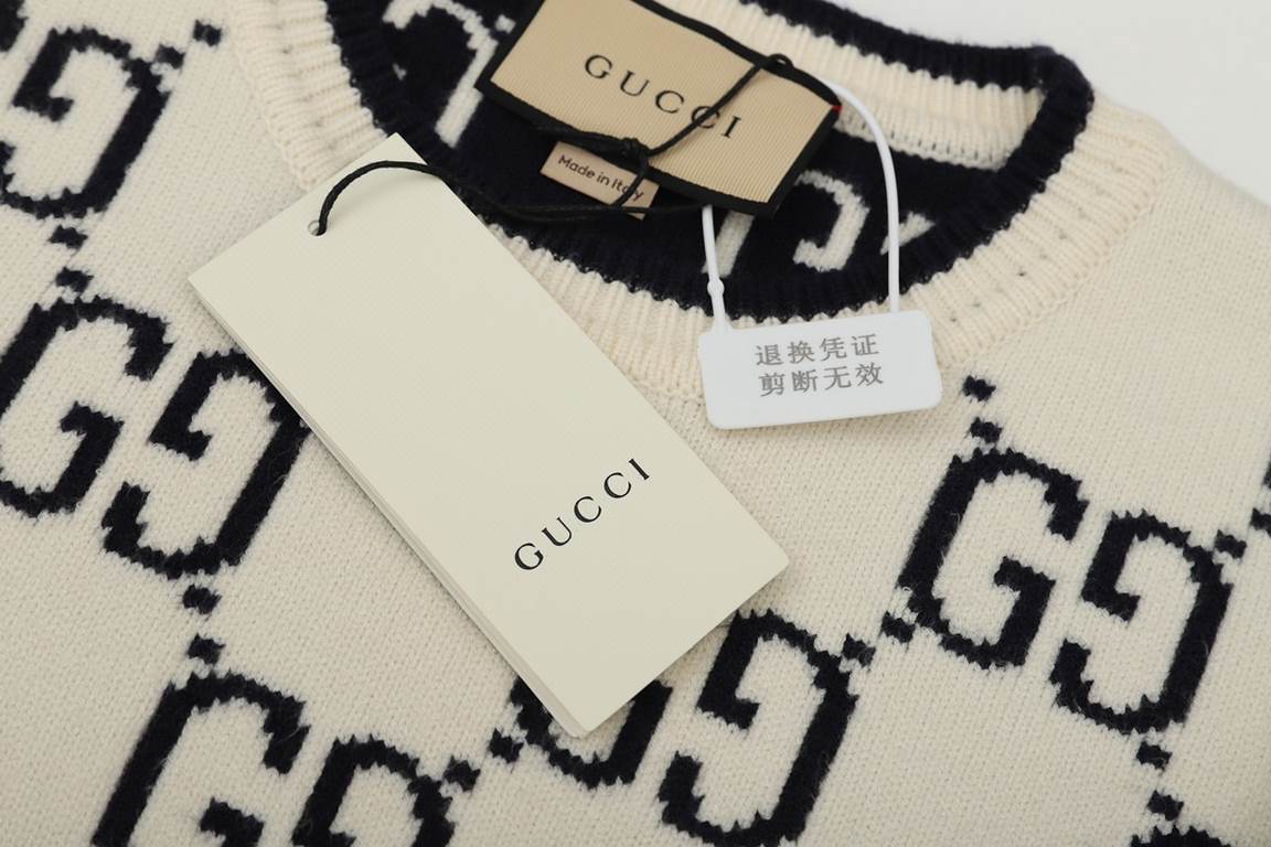 P245Gucci Classic Double G Jacquard Casual Crew Neck Sweater- Top replica Distinctive currency- GUCCI is an Italian fashion luxury brand, founded by Guccio Gucci in 1921 in Florence, Italy, Chinese translation as Gucci.-