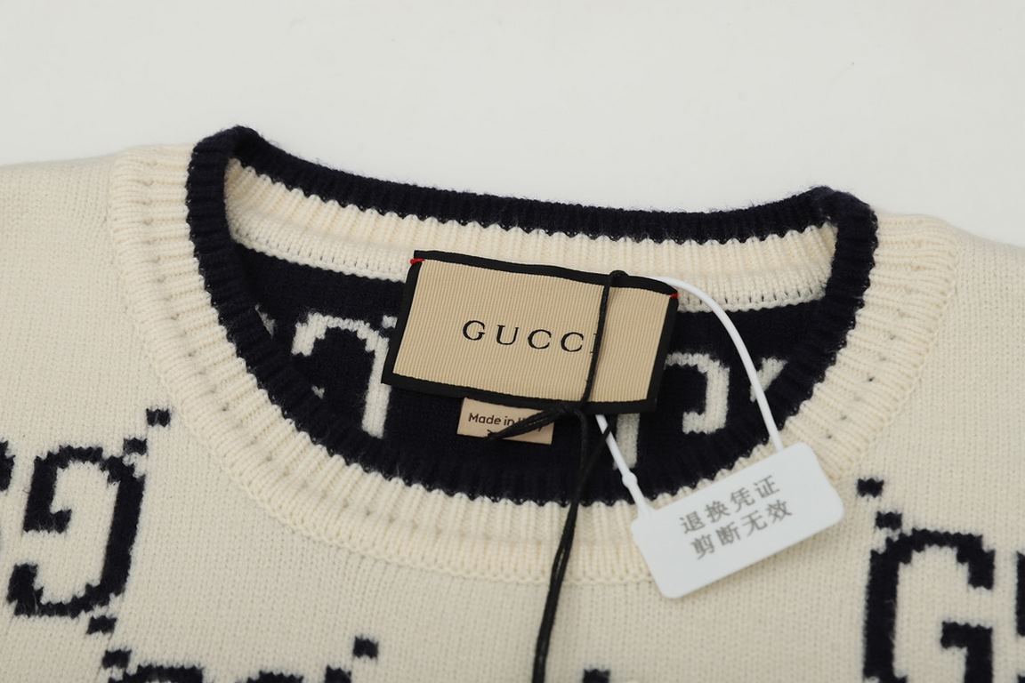 P245Gucci Classic Double G Jacquard Casual Crew Neck Sweater- Top replica Distinctive currency- GUCCI is an Italian fashion luxury brand, founded by Guccio Gucci in 1921 in Florence, Italy, Chinese translation as Gucci.-