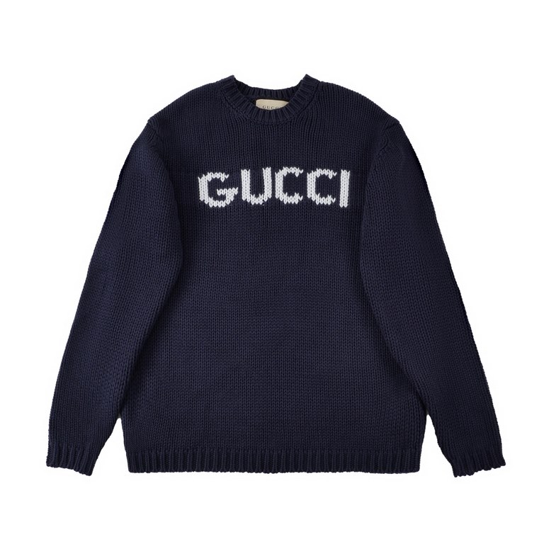 P255Gucci Gucci FallWinter 23 Chest white monogrammed jacquard wool crew neck sweaterGucci's new collection refreshes closet classics through silhouettes, colors and textures. A number of staple pieces are given a fresh 