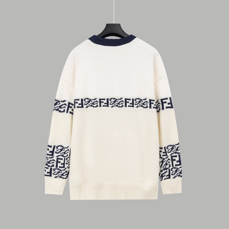 P225FEND Fendi lambswool jacquard long sleeve sweaterLamb's wool and lambswool half-patch fabric is soft and delicate.Partial jacquard design, front and back alignmentSize XS S M L Original Fabric 45% Lamb's wool, 45% La