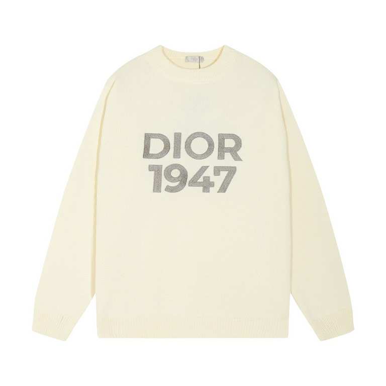 P275Dior DIOR embroidered 1947 round neck jacquard sweaterColor Blue AlmondSize S M L XL XXL