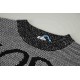 P230LOEW Loewe colorblocked jacquard long sleeve sweaterBlack and white double stranded yarn whole piece V jacquardRibbed with mixed wool processEnriches the front design with the same color scheme Original fabric 97% co