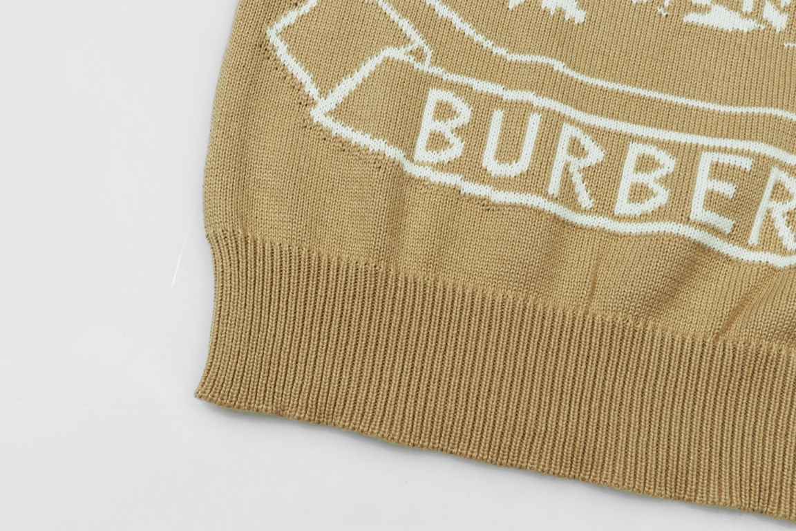 p270Burberry BURBERRY Classic War Horse Wheat Fringe Jacquard Wool Knit SweaterColor apricot brown dark blueSize S M L XL XXL