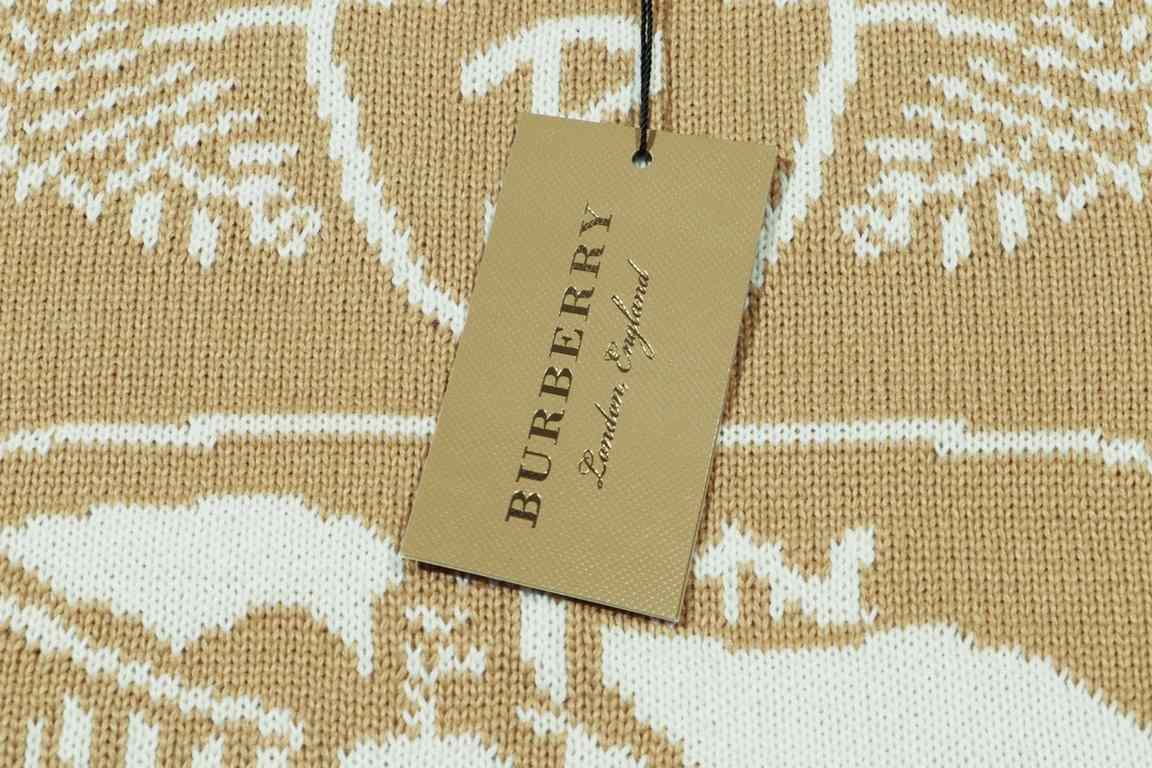 p270Burberry BURBERRY Classic War Horse Wheat Fringe Jacquard Wool Knit SweaterColor apricot brown dark blueSize S M L XL XXL