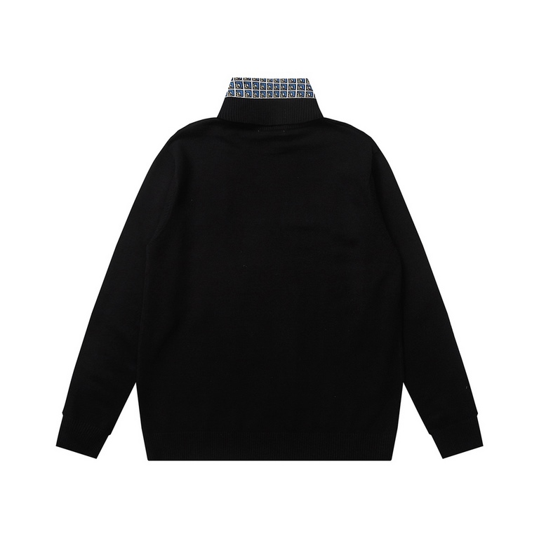 P260 PRADA22SS New Bottom Sweater for Men and Women  This faux modal wool penguin collar sweater is from the FallWinter 2022 runway collection. The body decoration is inspired by sci-fi movies. The jacquard neckline and 