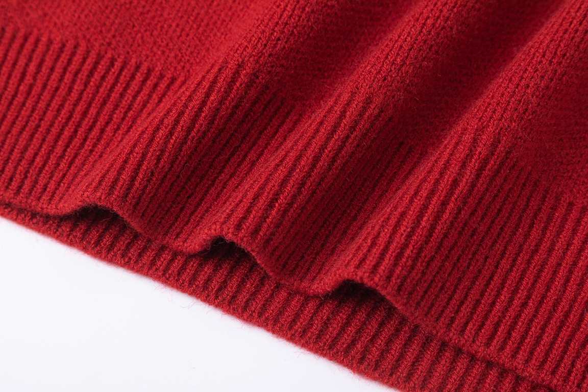 240 #CELINE CELINE New Year red color collision flocked thickened loose pullover sweaterColor Gray RedSize average size