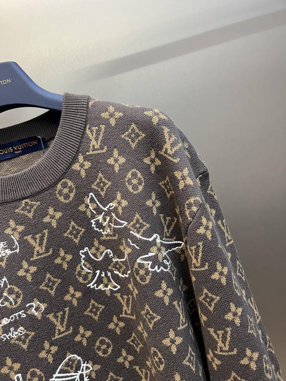 420 Lv MONOGRAM Embroidered Sheep Sweater14S woven jacquard tissue fabric, wool embroidery process, double-sided classic old flowers jacquard design, two front and back are exquisite jacquard process, fine yarn in the mo