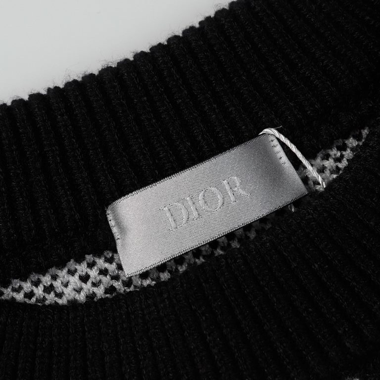 p265 Dior Dior Sweater Full Body Pattern Drop Shoulder Knit Loose OS Version7-needle imported knitting machine manufacturing mountain wool raw material yarn customer imported sweater fabric color fixed dyeing better anti