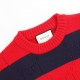 P220 Product Details.The iconic GG motif is subtly rendered in a lace finish in the same hue on this blue and red cotton-jersey jumper, paying homage to the label's founder, Mr. Guccio Gucci. The monogrammed interlocking