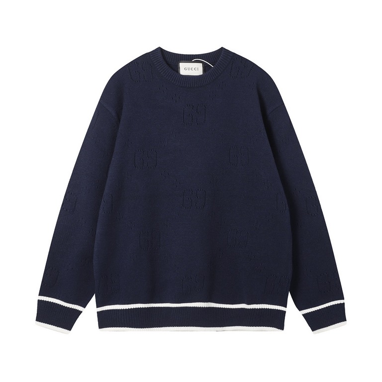 p265 GucciGucci sweater G family jacquard full body letters hollowed out sweater loose versionMountain wool raw material yarn Guest imported sweater fabric 7 needle imported knitting machine manufacturing color fixed dye