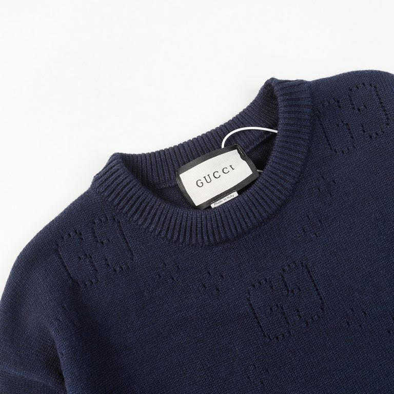 p265 GucciGucci sweater G family jacquard full body letters hollowed out sweater loose versionMountain wool raw material yarn Guest imported sweater fabric 7 needle imported knitting machine manufacturing color fixed dye