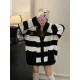 #Balenciaga  Paris Family fall and winter new loose lazy style embroidered letters logo black and white striped V-neck knitted cardigan sweater jacketInfographic