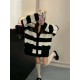 #Balenciaga  Paris Family fall and winter new loose lazy style embroidered letters logo black and white striped V-neck knitted cardigan sweater jacketInfographic