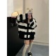 #Balenciaga  Paris Family fall and winter new loose lazy style embroidered letters logo black and white striped V-neck knitted cardigan sweater jacketInfographic