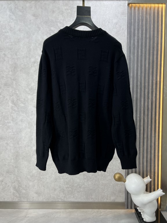 320. FENDI Fendi 2023ss fall and winter new wool blend round neck long sleeve sweater wool sweater bottoming shirt, high-end version! Counter customized fabrics Breathable comfort, impeccable details, brand elements desi