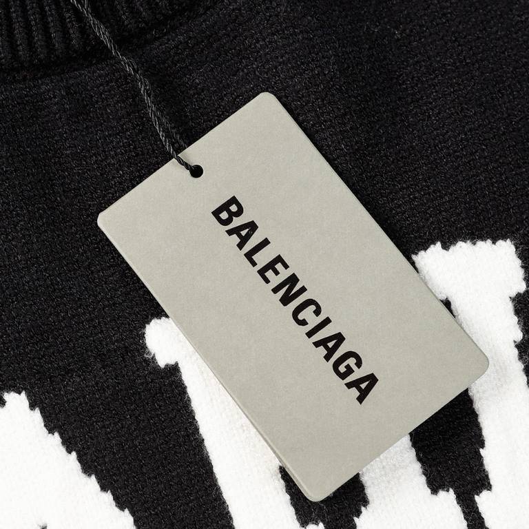 p265 balenciaga balenciaga parisian house sweater knit sweater loose version23ss limited slogan letters jacquard Guest imported sweater fabrics mountain wool raw material yarn 7 needle imported knitting machine manufactu