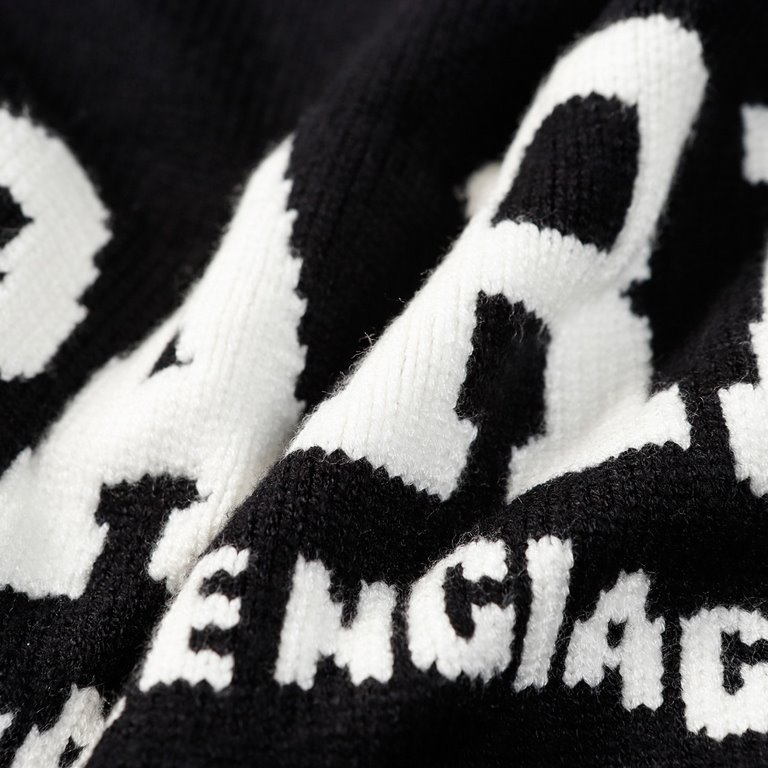 p265 balenciaga balenciaga parisian house sweater knit sweater loose version23ss limited slogan letters jacquard Guest imported sweater fabrics mountain wool raw material yarn 7 needle imported knitting machine manufactu