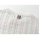 P230Thom Browne   TB Striped Twist Pullover Crew Neck Knit Sweater Jacquard Four Bars (Men's and Women's Sweater)colorwhite gray blueYardage0 1 2 3 4