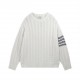 P230Thom Browne   TB Striped Twist Pullover Crew Neck Knit Sweater Jacquard Four Bars (Men's and Women's Sweater)colorwhite gray blueYardage0 1 2 3 4