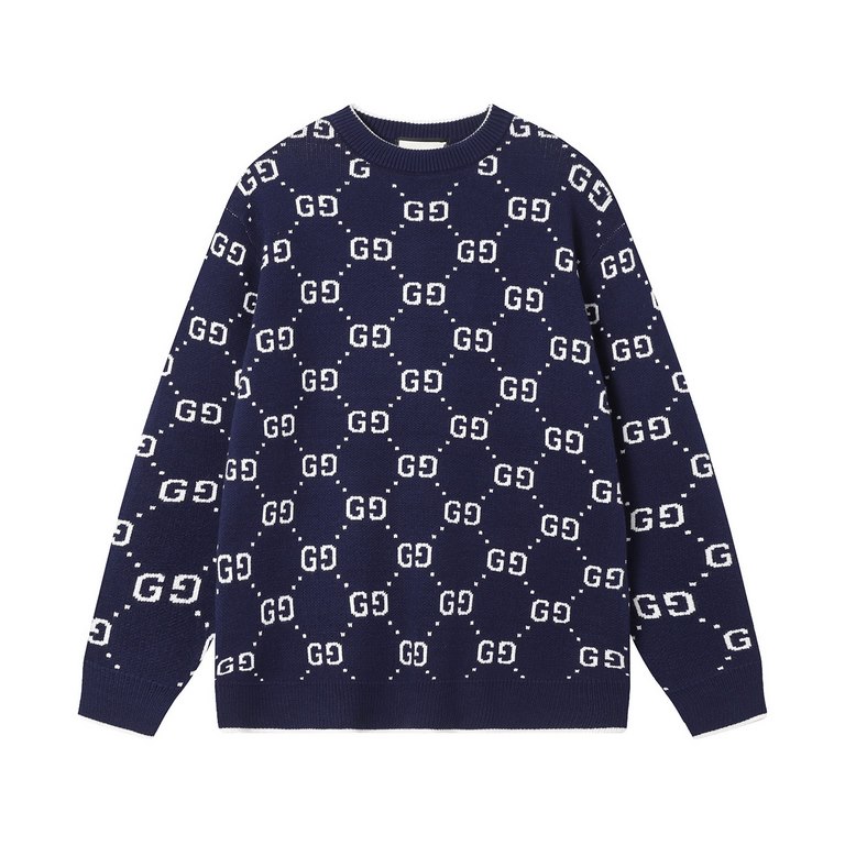 p265 GucciGucci Sweater Needle Full Body Letter G Knit Sweater Loose VersionMountain wool raw material yarn Guest imported sweater fabric 7 needle imported knitting machine manufacturing color fixed dyeing high quality h