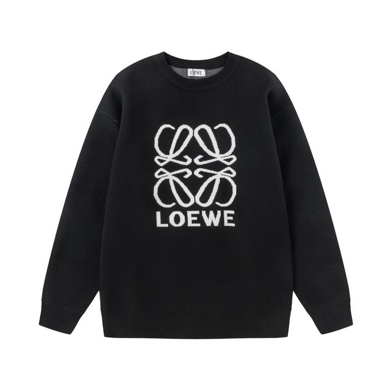 260LoeweLoewe 23ss new round neck sweater chest substantial brand pattern flocking design wool material selection through multiple washing strict test anti-pilling modal fleece imported automatic 14 needle dense knitting