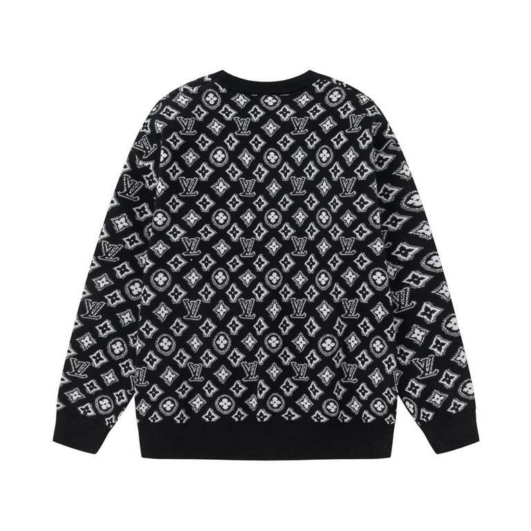 P245 (high quality)Louis Vuitton] Louis Vuitton 23ss counter with the same paragraph round neck wool sweaterThe fabric is made of guest wool ten cotton blended yarn fabric, full sub-brand letters old flower logo knitted 