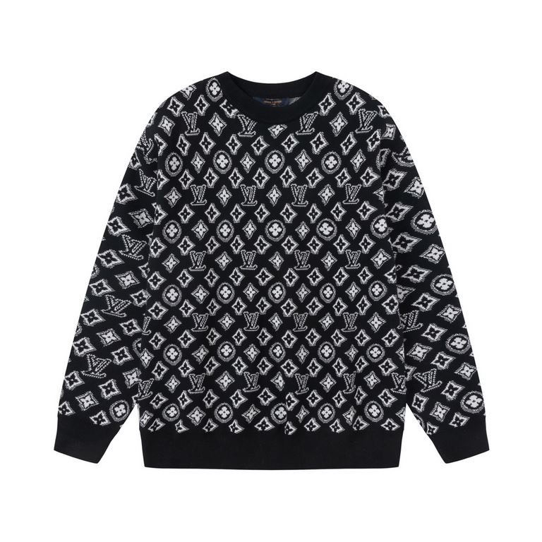 P245 (high quality)Louis Vuitton] Louis Vuitton 23ss counter with the same paragraph round neck wool sweaterThe fabric is made of guest wool ten cotton blended yarn fabric, full sub-brand letters old flower logo knitted 