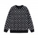 P245 (high quality)Louis Vuitton] Louis Vuitton 23ss counter with the same paragraph round neck wool sweaterThe fabric is made of guest wool ten cotton blended yarn fabric, full sub-brand letters old flower logo knitted 