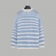 P235LOEW Striped colorblocked sweater with handmade appliquéd flowersBlue and white stripe color combinationThe loom makes the twisted stripes individually and then the lace is sewn by hand, which takes a long time.Size 